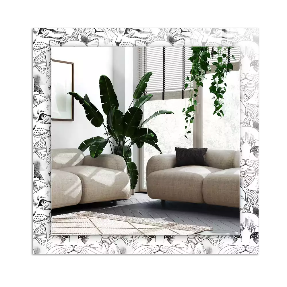 Rectangular wall mirror design Cats in bow ties