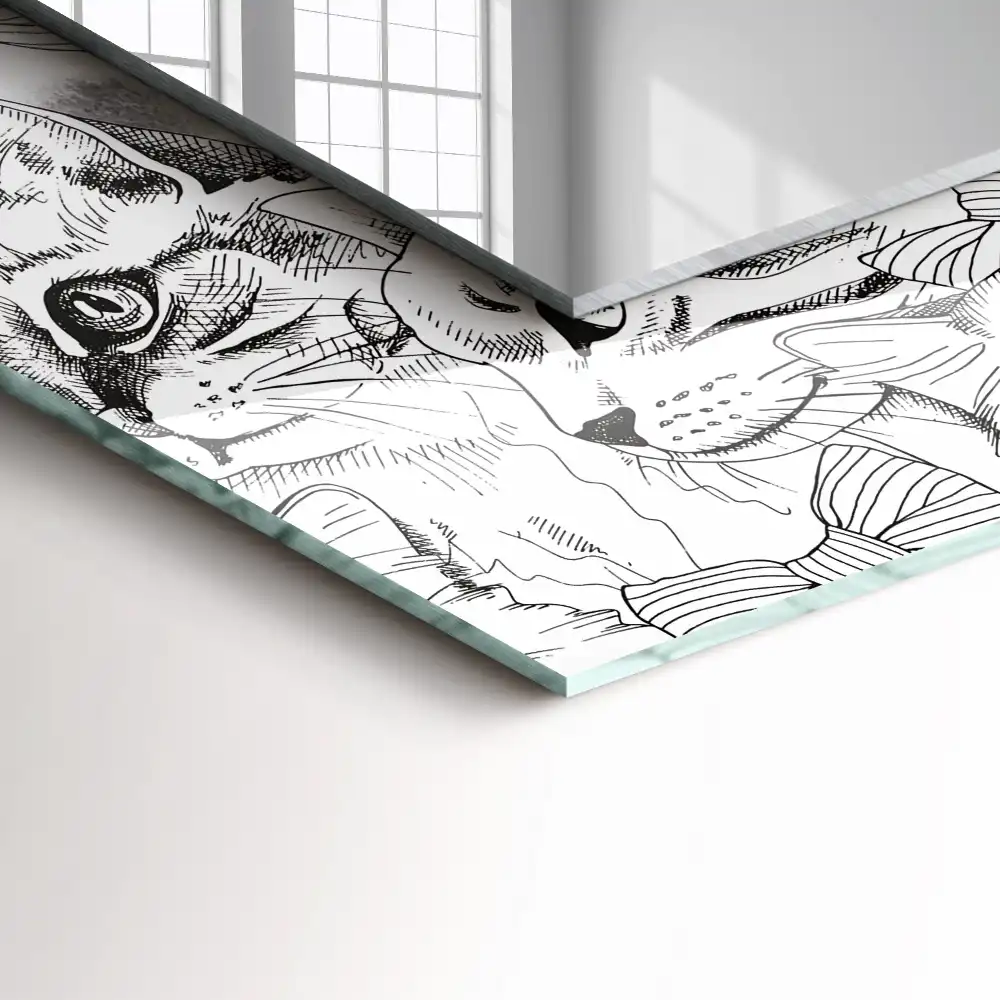 Rectangular wall mirror design Cats in bow ties