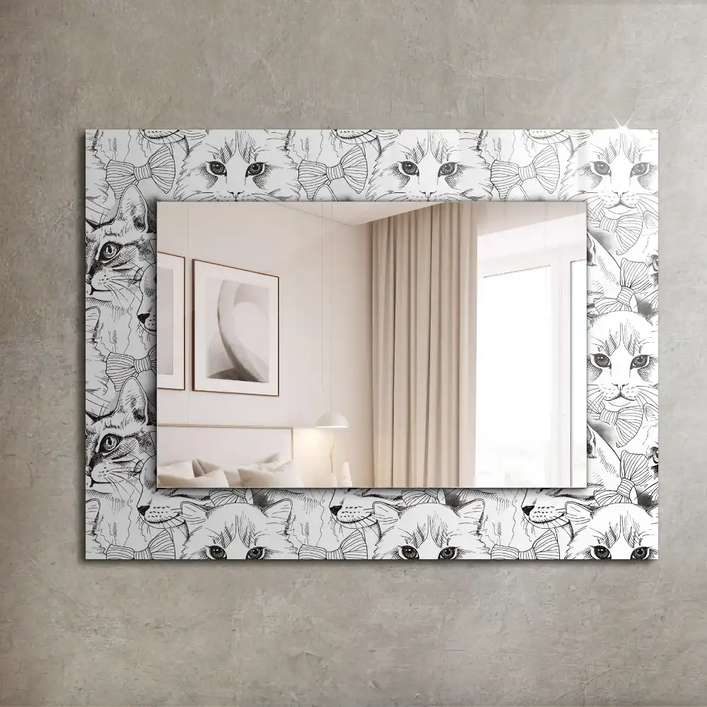 Rectangular wall mirror design Cats in bow ties