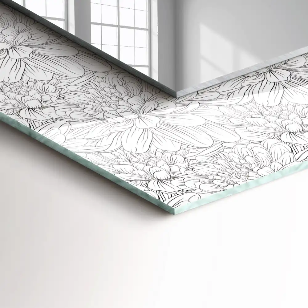 Rectangular decorative mirror Floral monochrome pattern