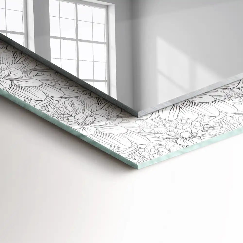 Rectangular decorative mirror Floral monochrome pattern