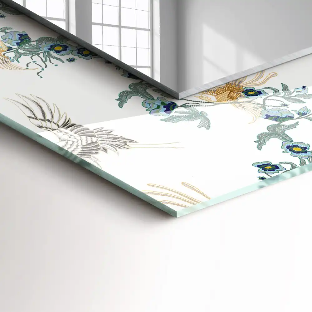 Rectangular mirror print Birds and flowers