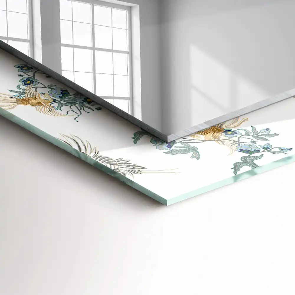 Rectangular mirror print Birds and flowers