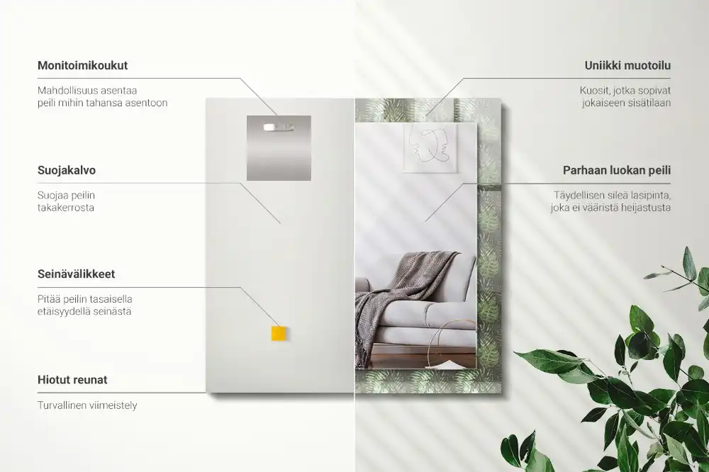 Rectangle decorative mirror Leaves of tropical plants