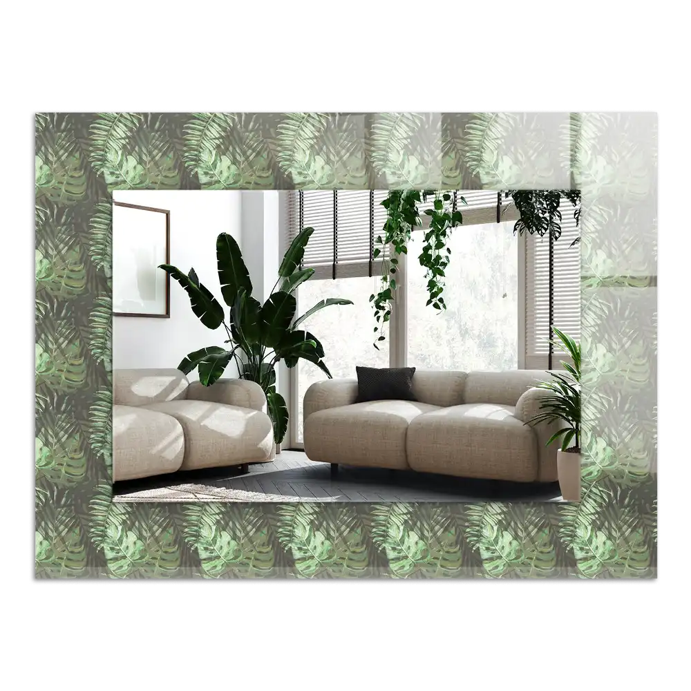 Rectangle decorative mirror Leaves of tropical plants
