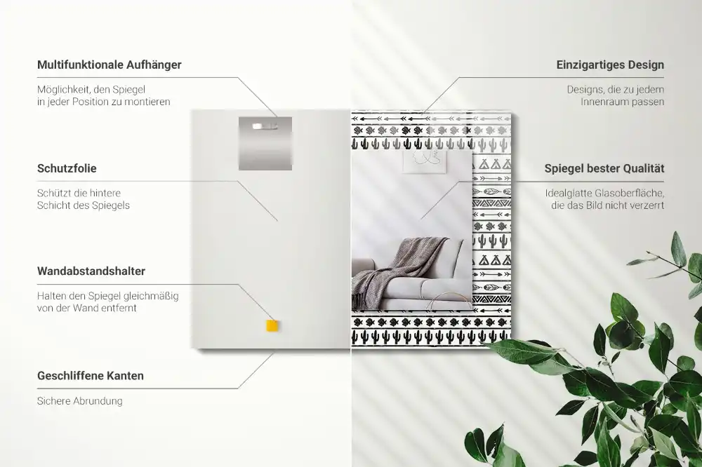 Rectangular mirror print Tipi arrowhead cacti