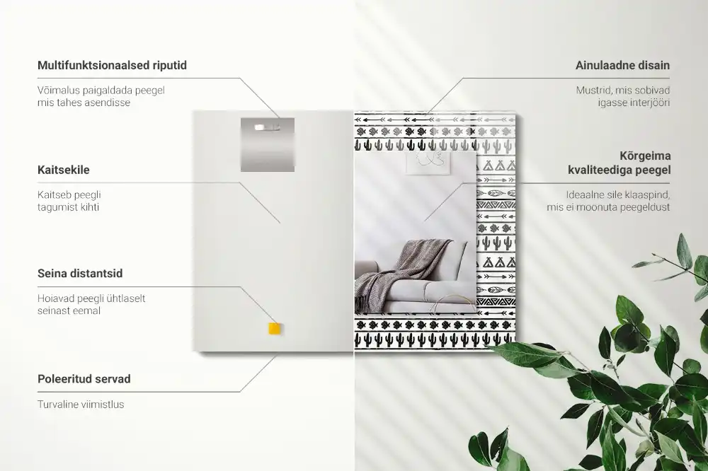 Rectangular mirror print Tipi arrowhead cacti