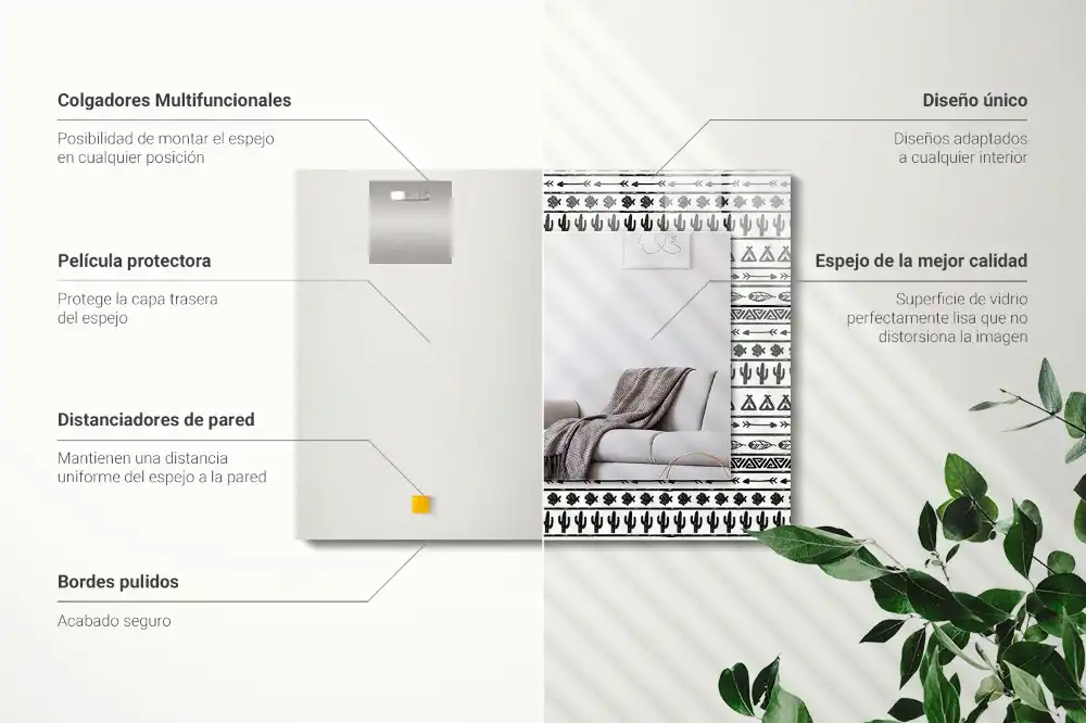 Rectangular mirror print Tipi arrowhead cacti