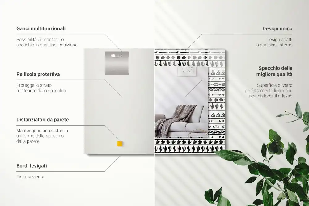 Rectangular mirror print Tipi arrowhead cacti