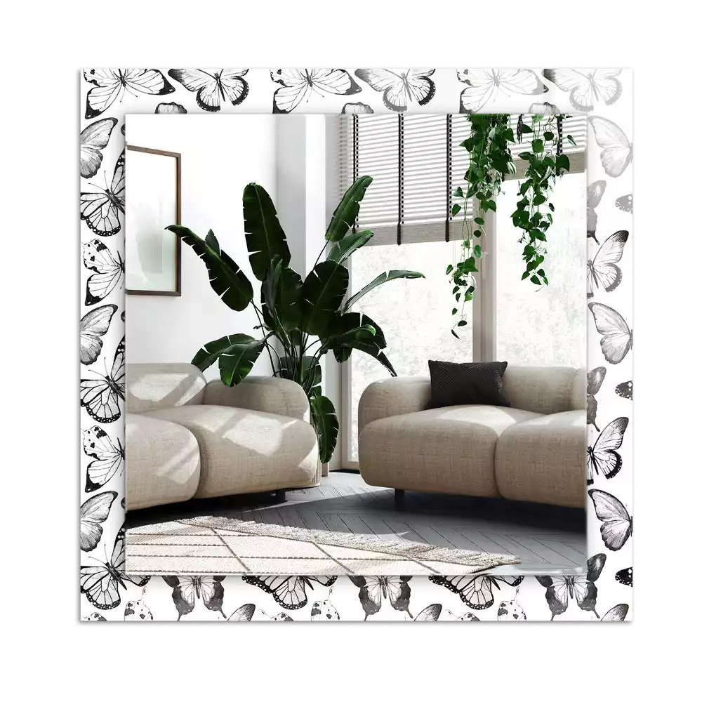 Rectangle decorative mirror Black and white butterflies