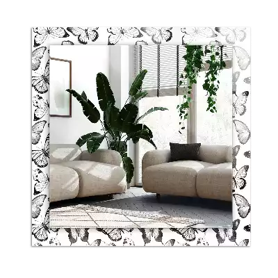 Rectangle decorative mirror Black and white butterflies