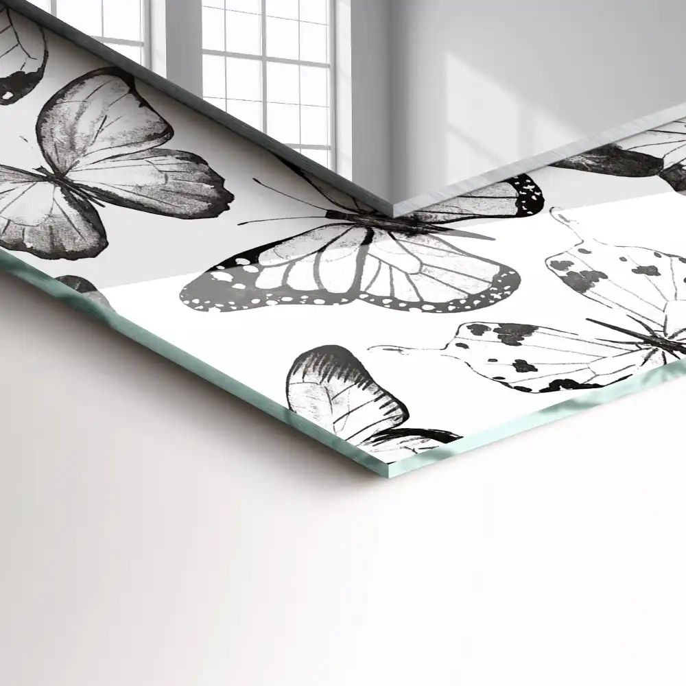 Rectangle decorative mirror Black and white butterflies