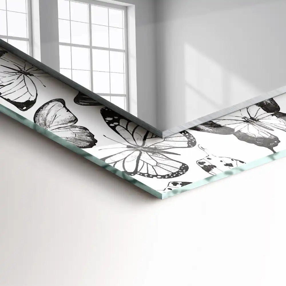 Rectangle decorative mirror Black and white butterflies