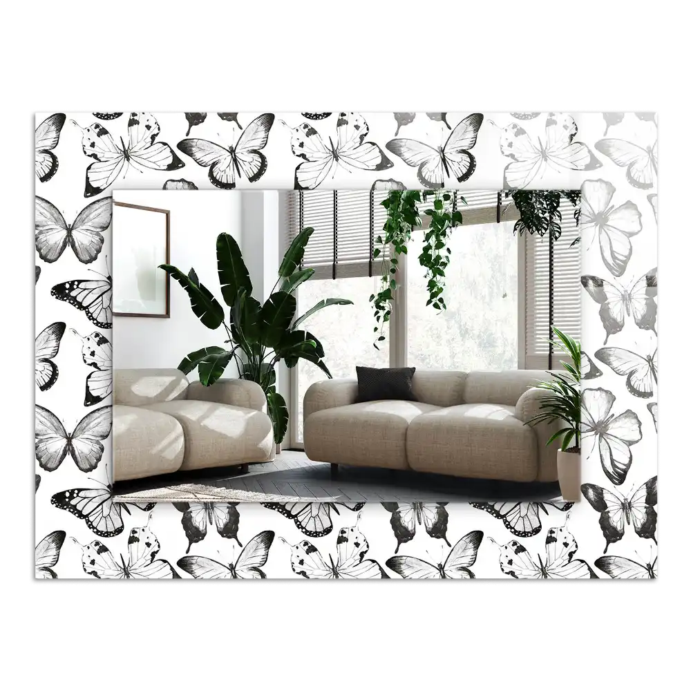 Rectangle decorative mirror Black and white butterflies
