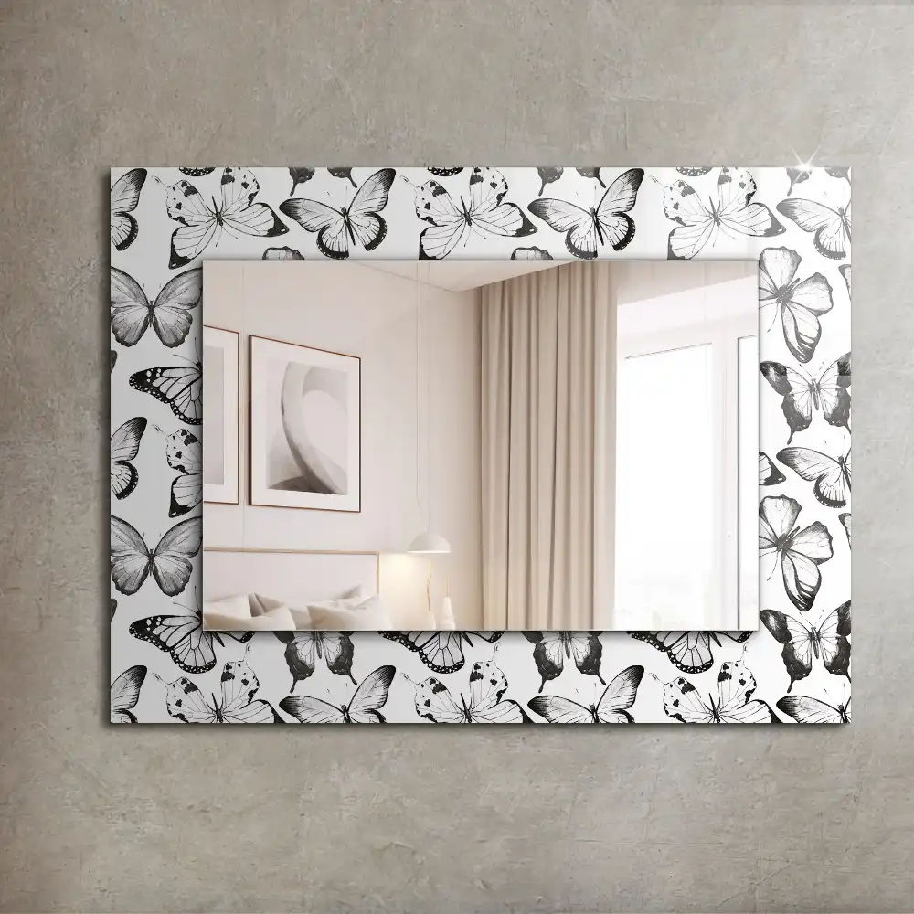 Rectangle decorative mirror Black and white butterflies