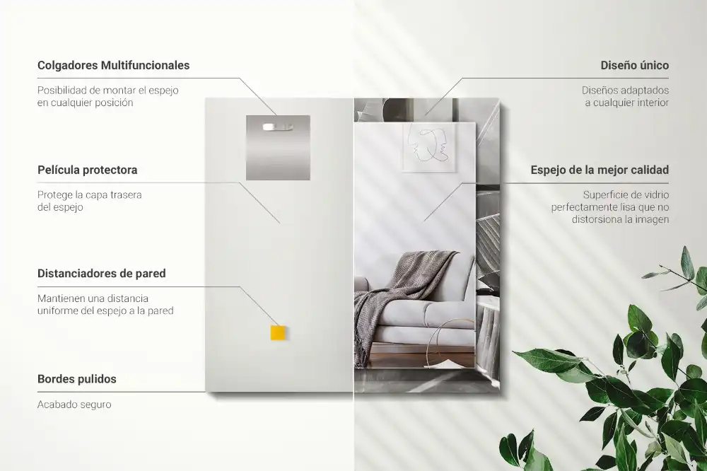 Rectangular wall mirror design Banana leaves