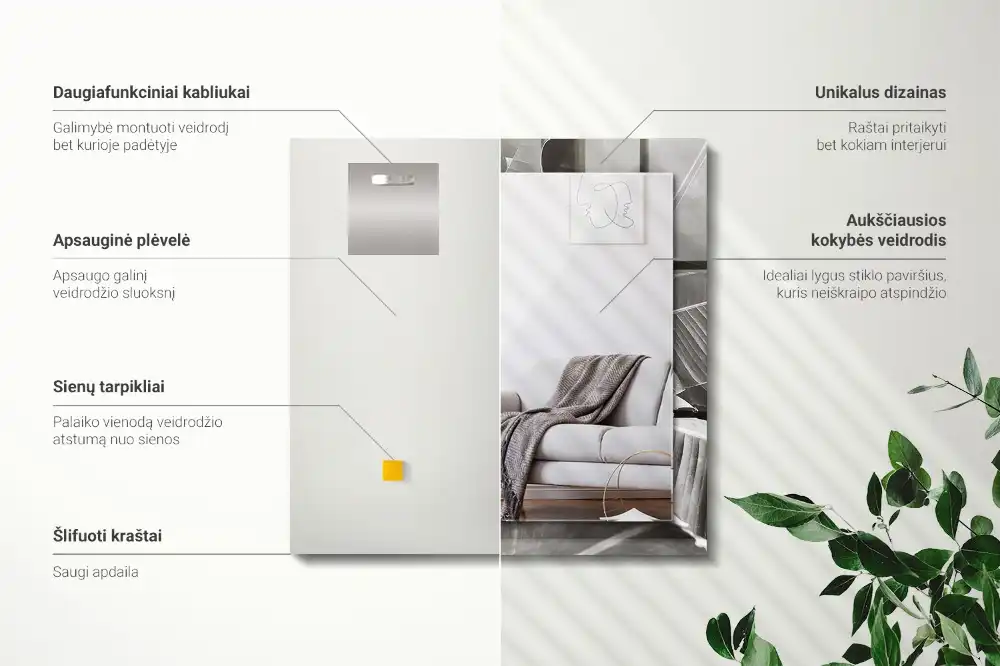 Rectangular wall mirror design Banana leaves