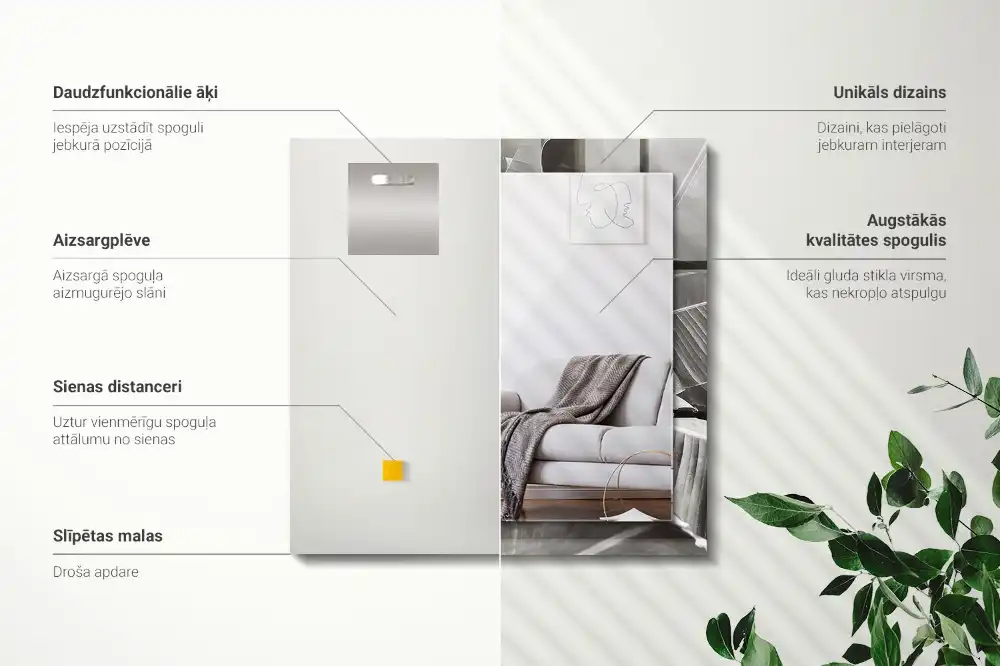 Rectangular wall mirror design Banana leaves