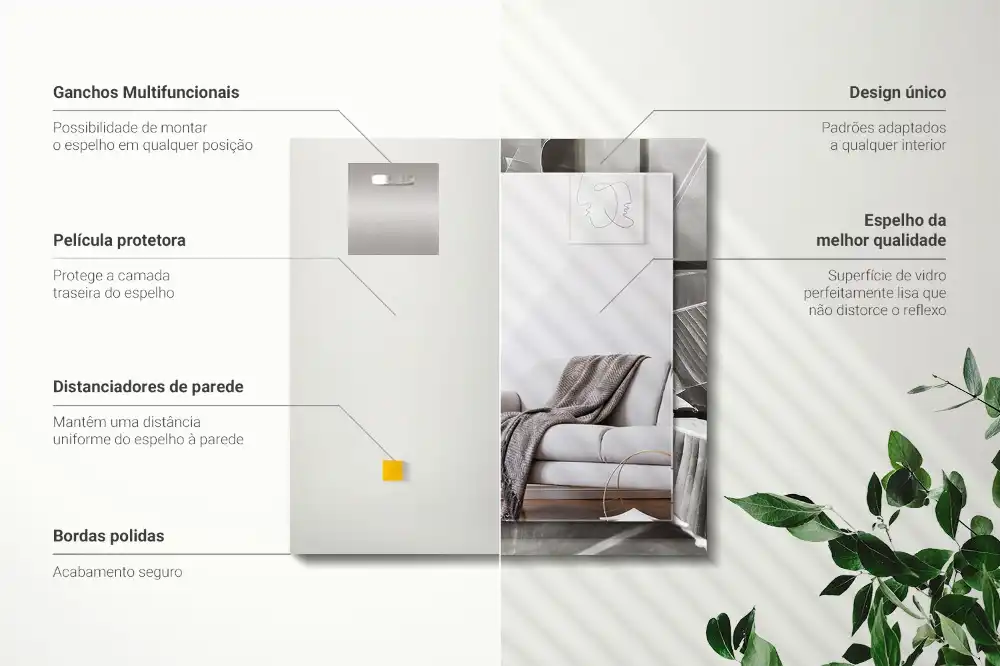 Rectangular wall mirror design Banana leaves