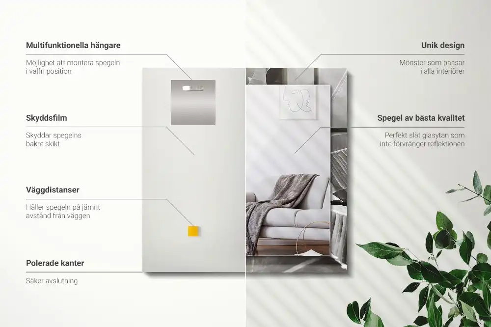 Rectangular wall mirror design Banana leaves