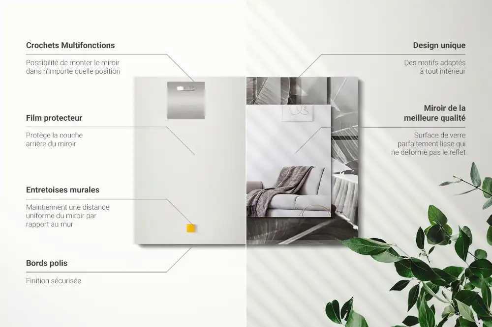 Rectangular wall mirror design Banana leaves