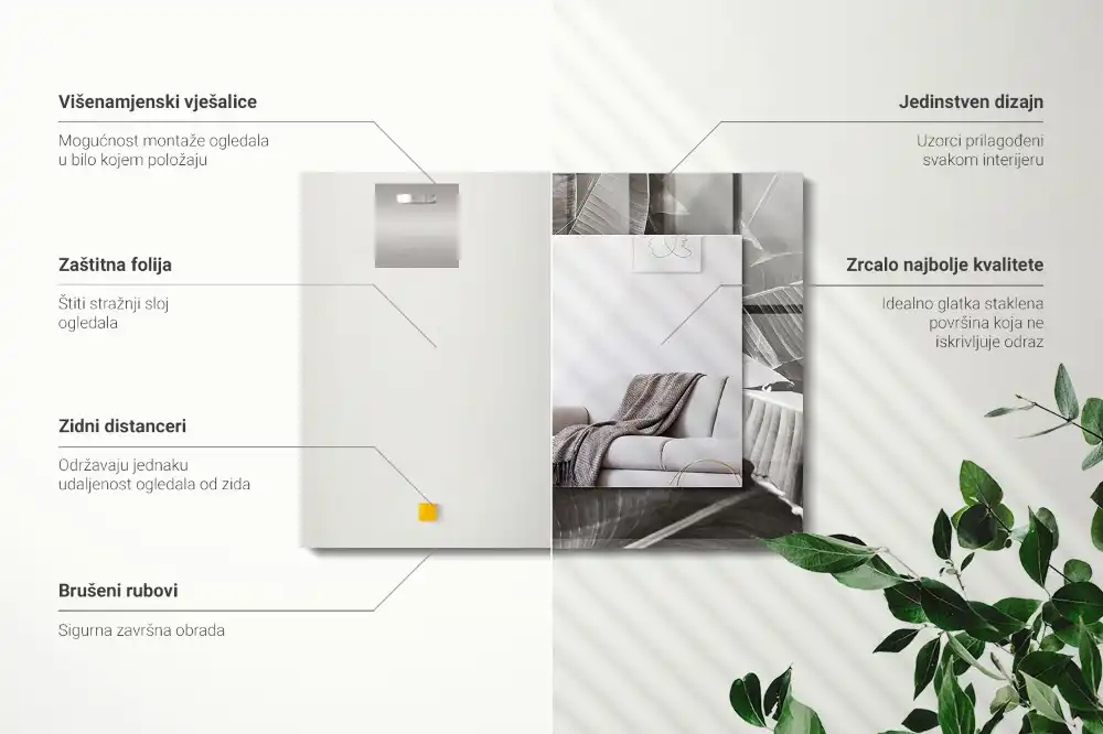 Rectangular wall mirror design Banana leaves