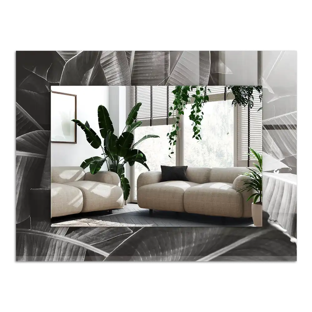 Rectangular wall mirror design Banana leaves