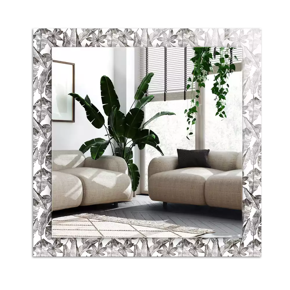 Rectangular mirror print Leaves and flowers