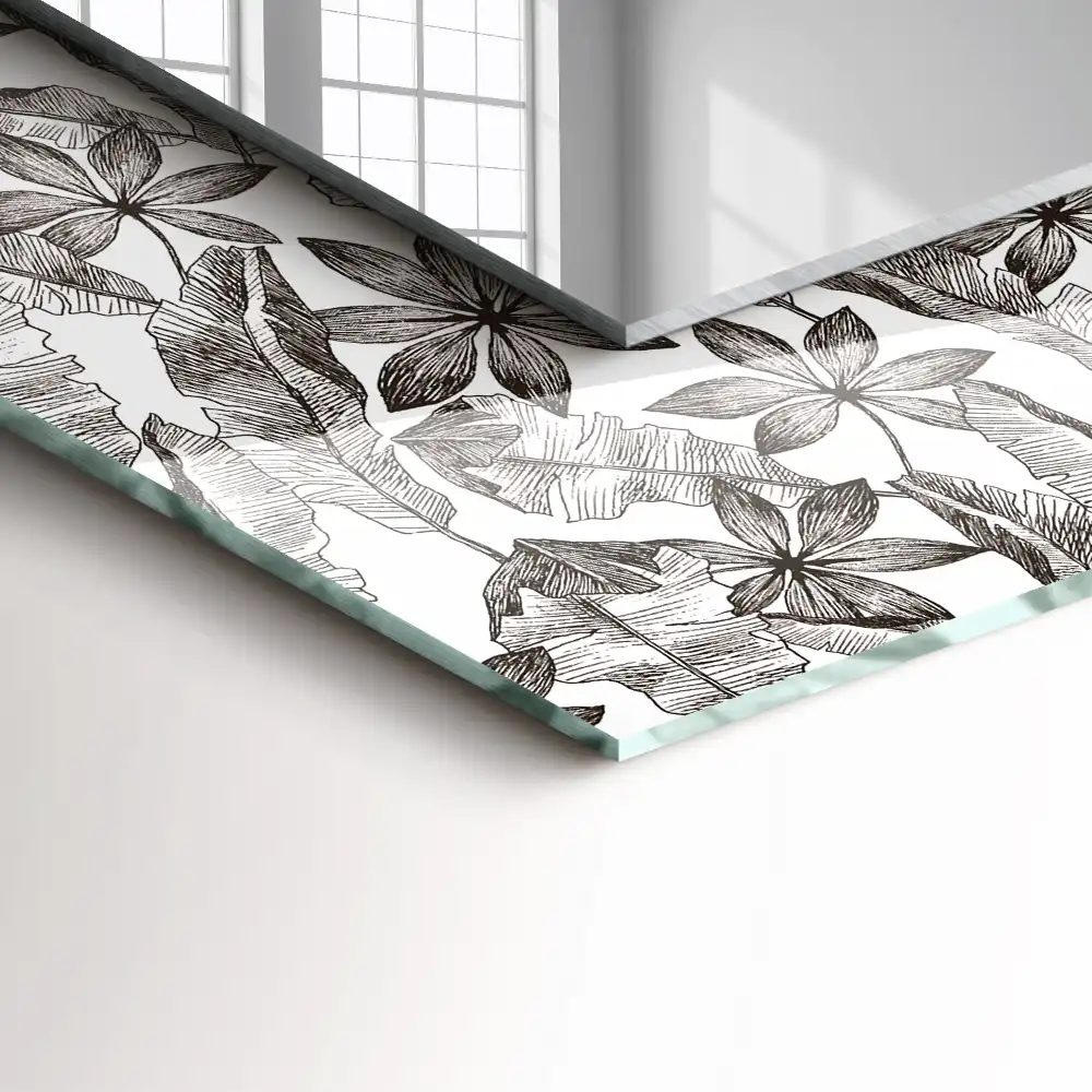Rectangular mirror print Leaves and flowers