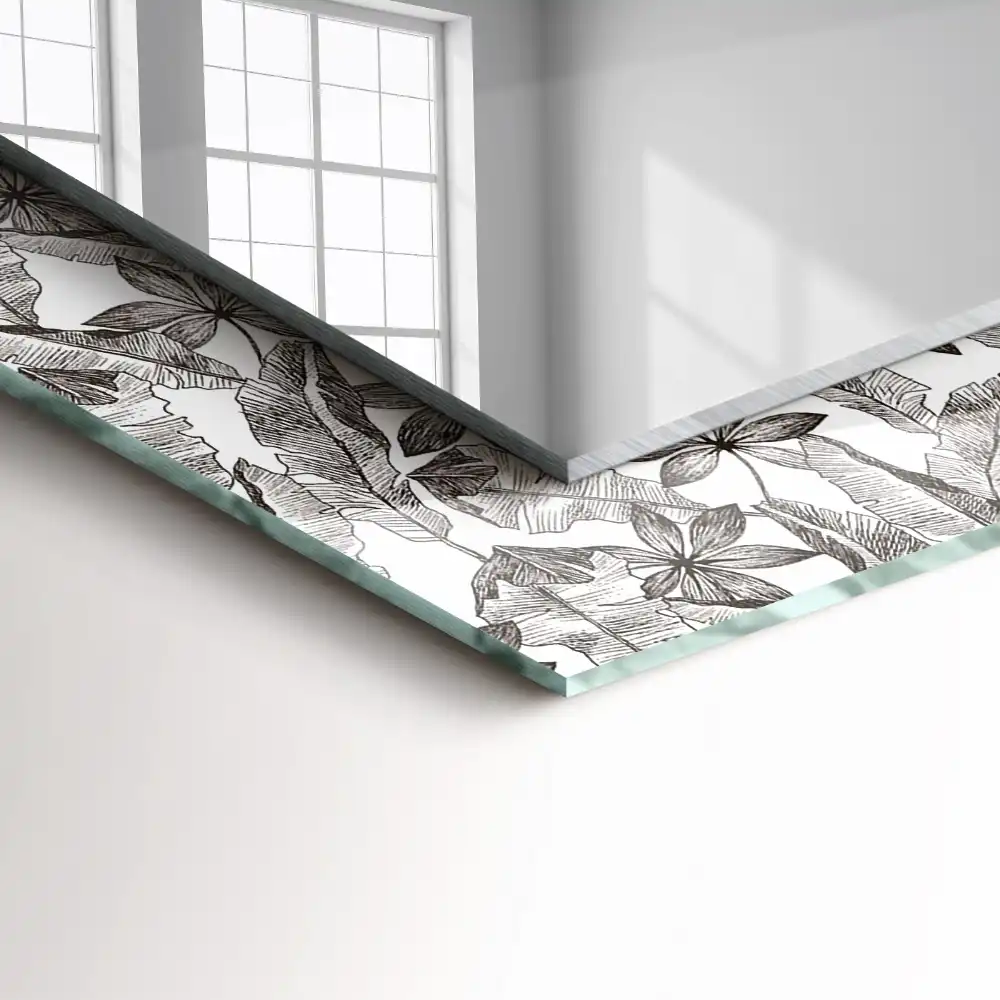 Rectangular mirror print Leaves and flowers
