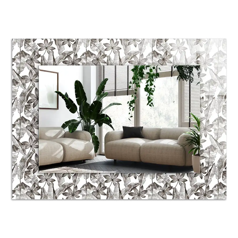 Rectangular mirror print Leaves and flowers