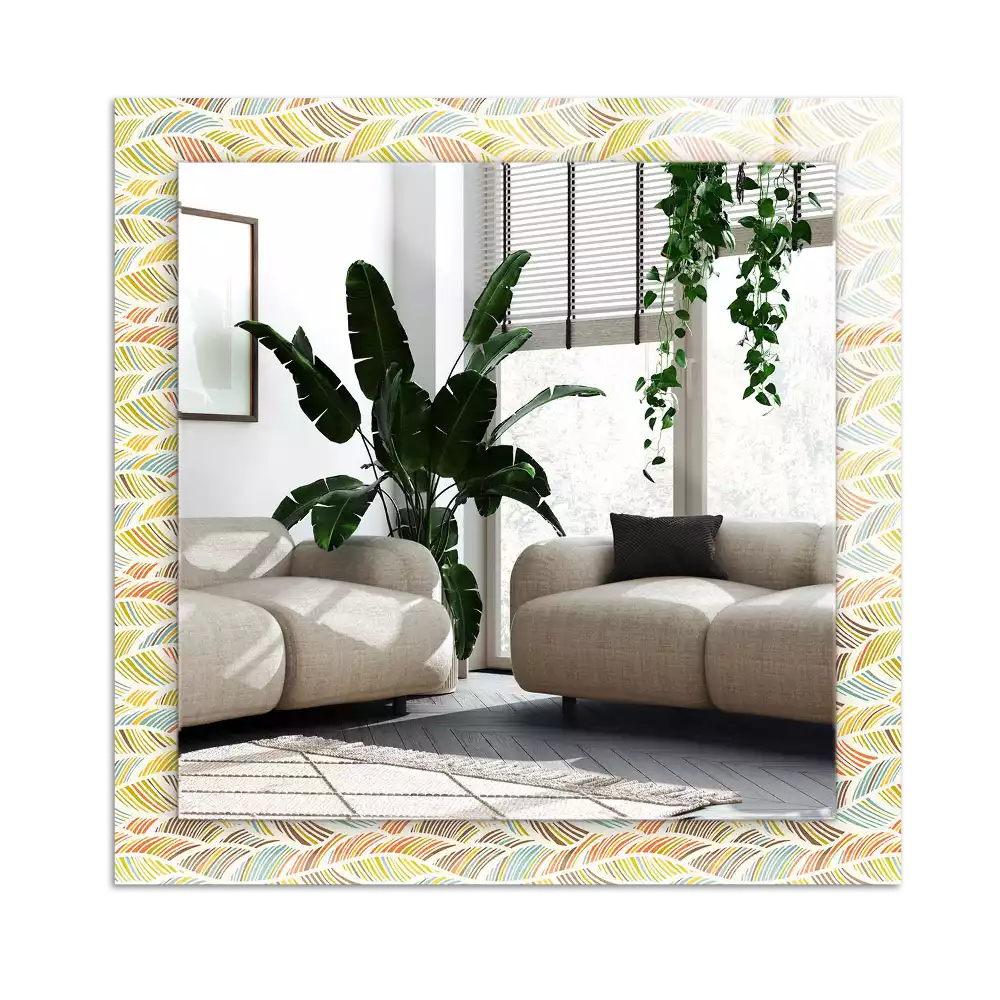 Rectangle decorative mirror Colorful waves of leaves