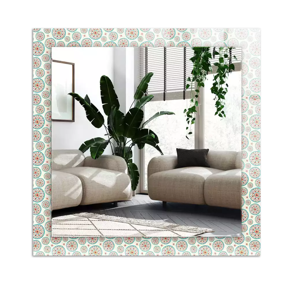 Rectangular wall mirror design Colorful circle pattern
