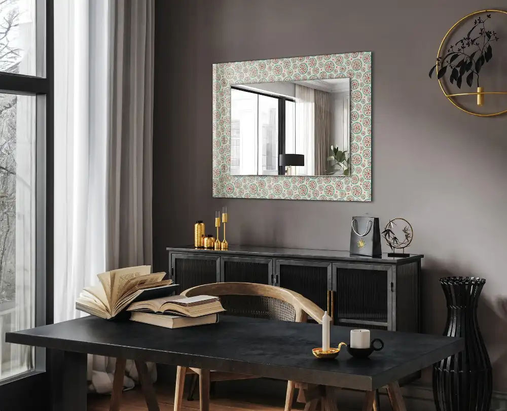 Rectangular wall mirror design Colorful circle pattern