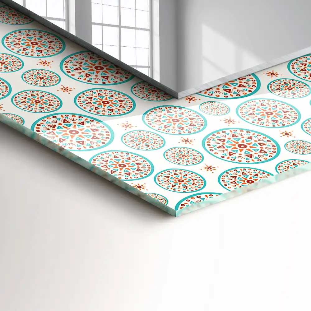 Rectangular wall mirror design Colorful circle pattern