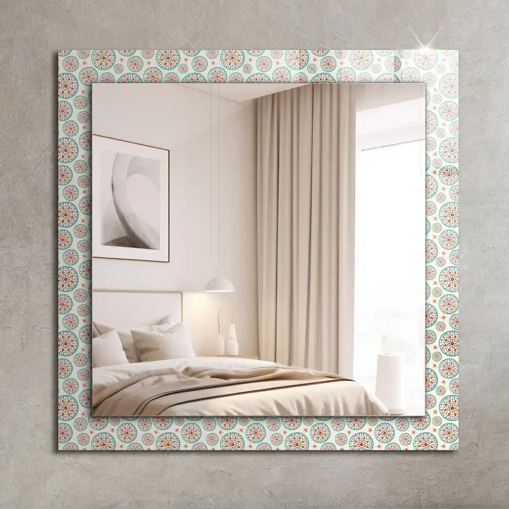 Rectangular wall mirror design Colorful circle pattern
