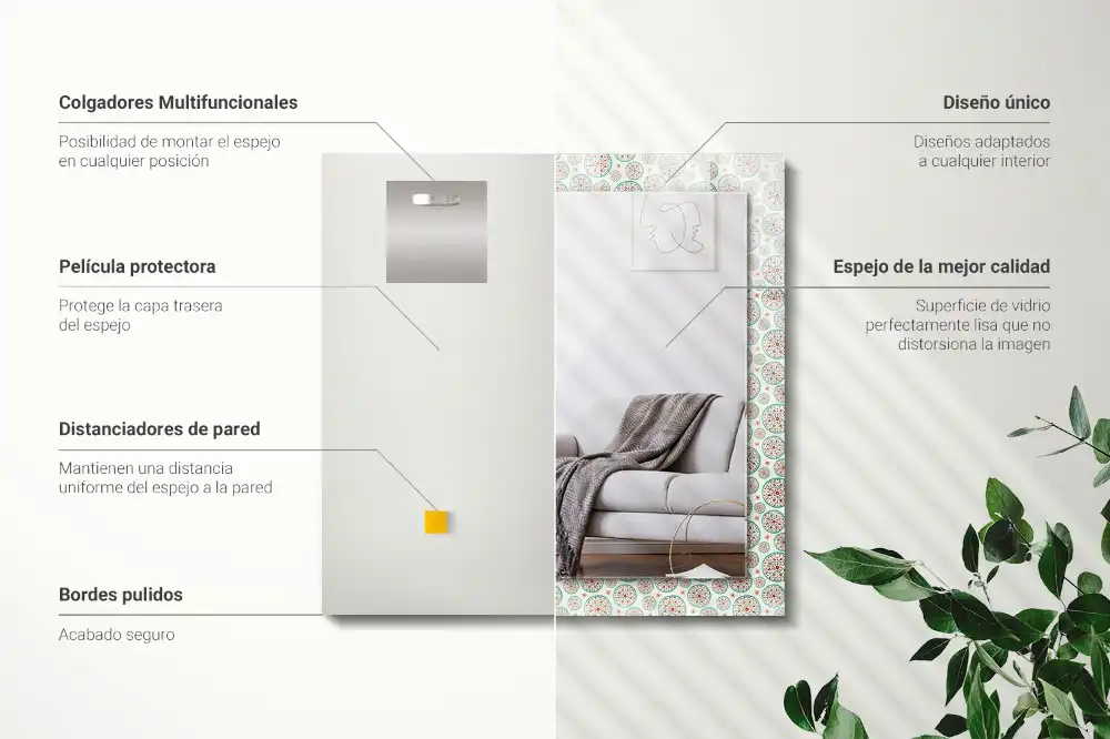 Rectangular wall mirror design Colorful circle pattern