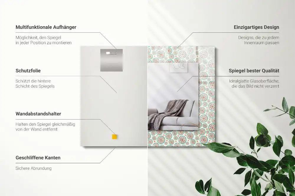 Rectangular wall mirror design Colorful circle pattern