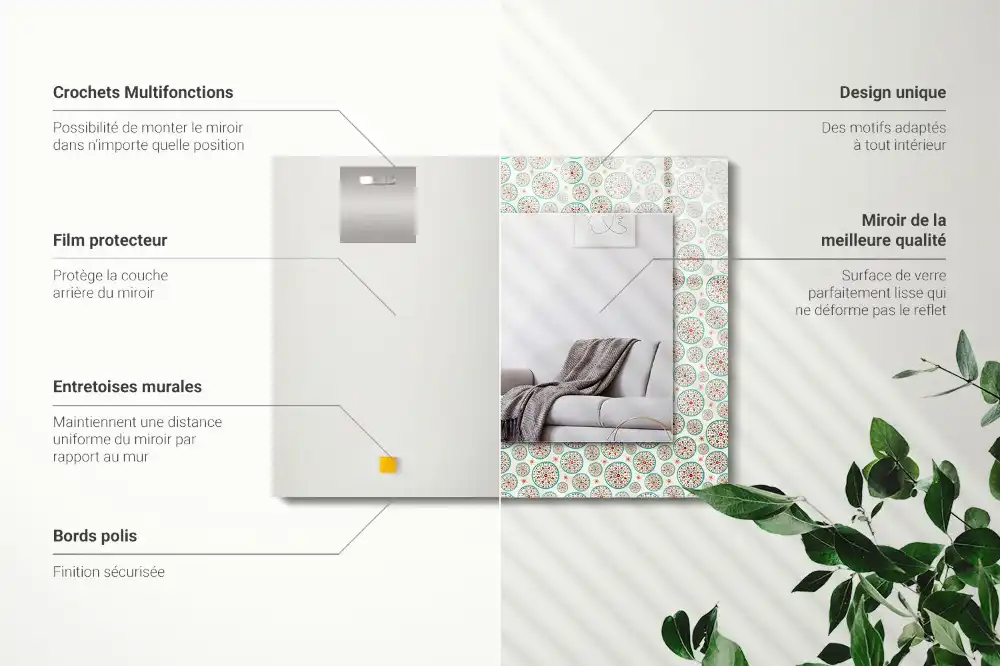 Rectangular wall mirror design Colorful circle pattern