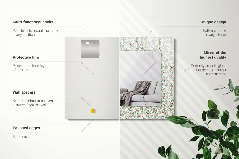 Rectangular wall mirror design Colorful circle pattern