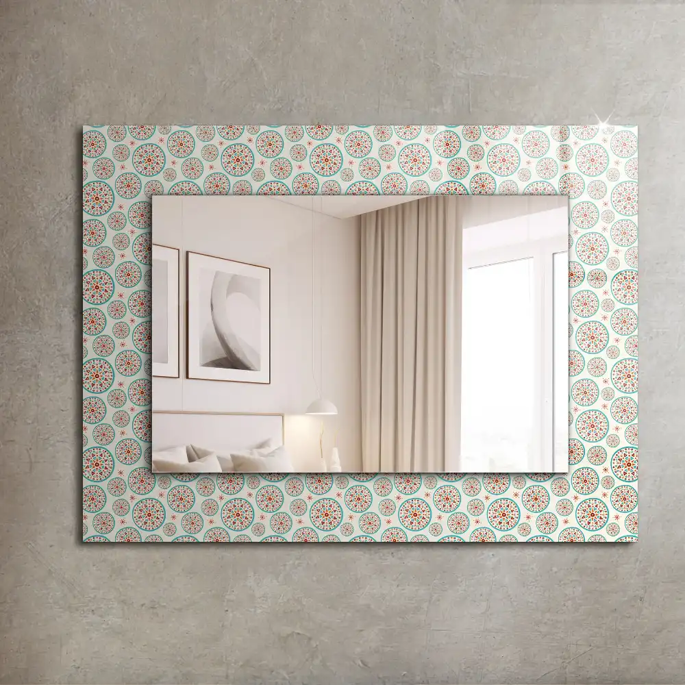 Rectangular wall mirror design Colorful circle pattern