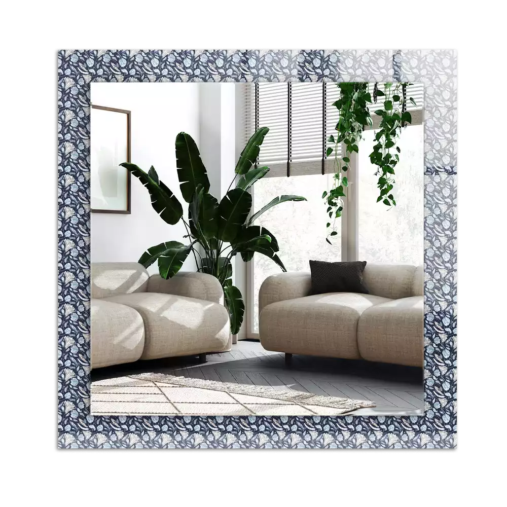 Rectangular mirror print Blue floral pattern