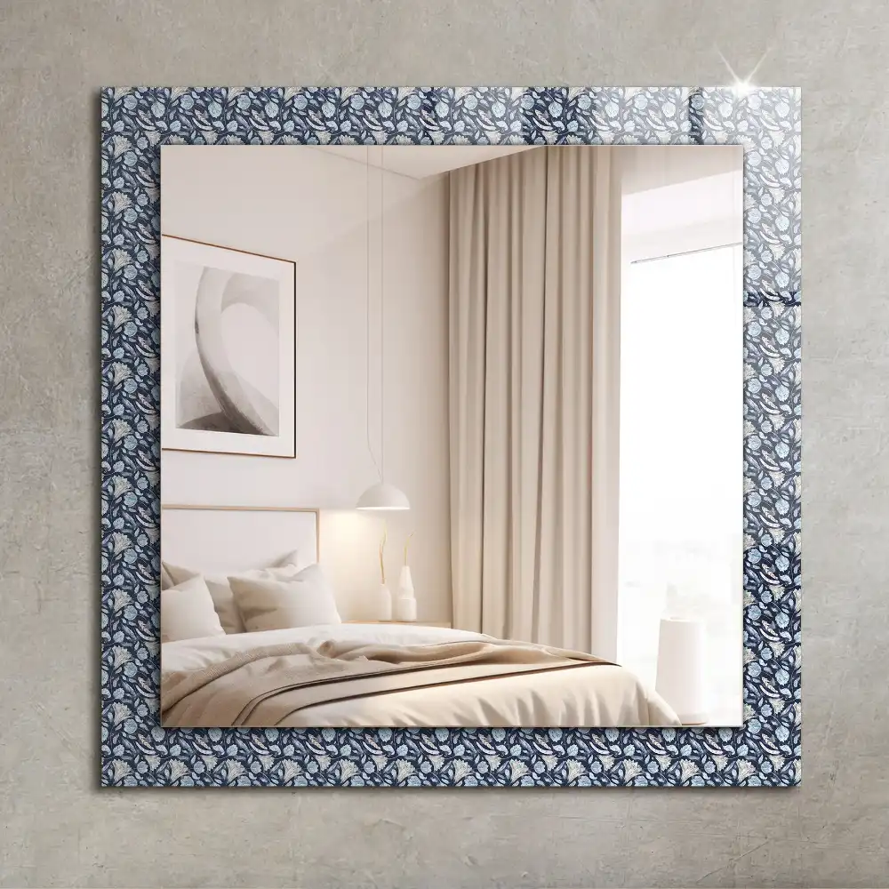 Rectangular mirror print Blue floral pattern