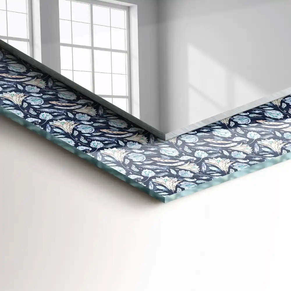 Rectangular mirror print Blue floral pattern