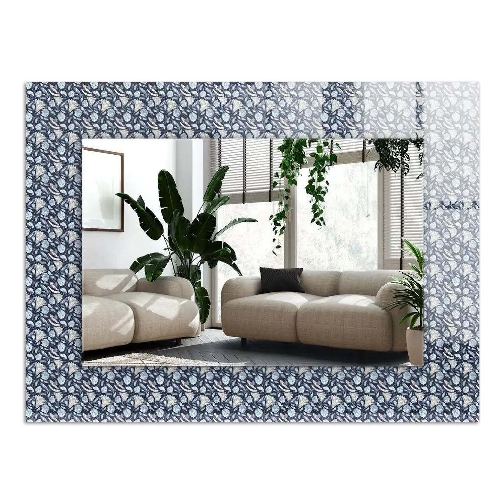 Rectangular mirror print Blue floral pattern