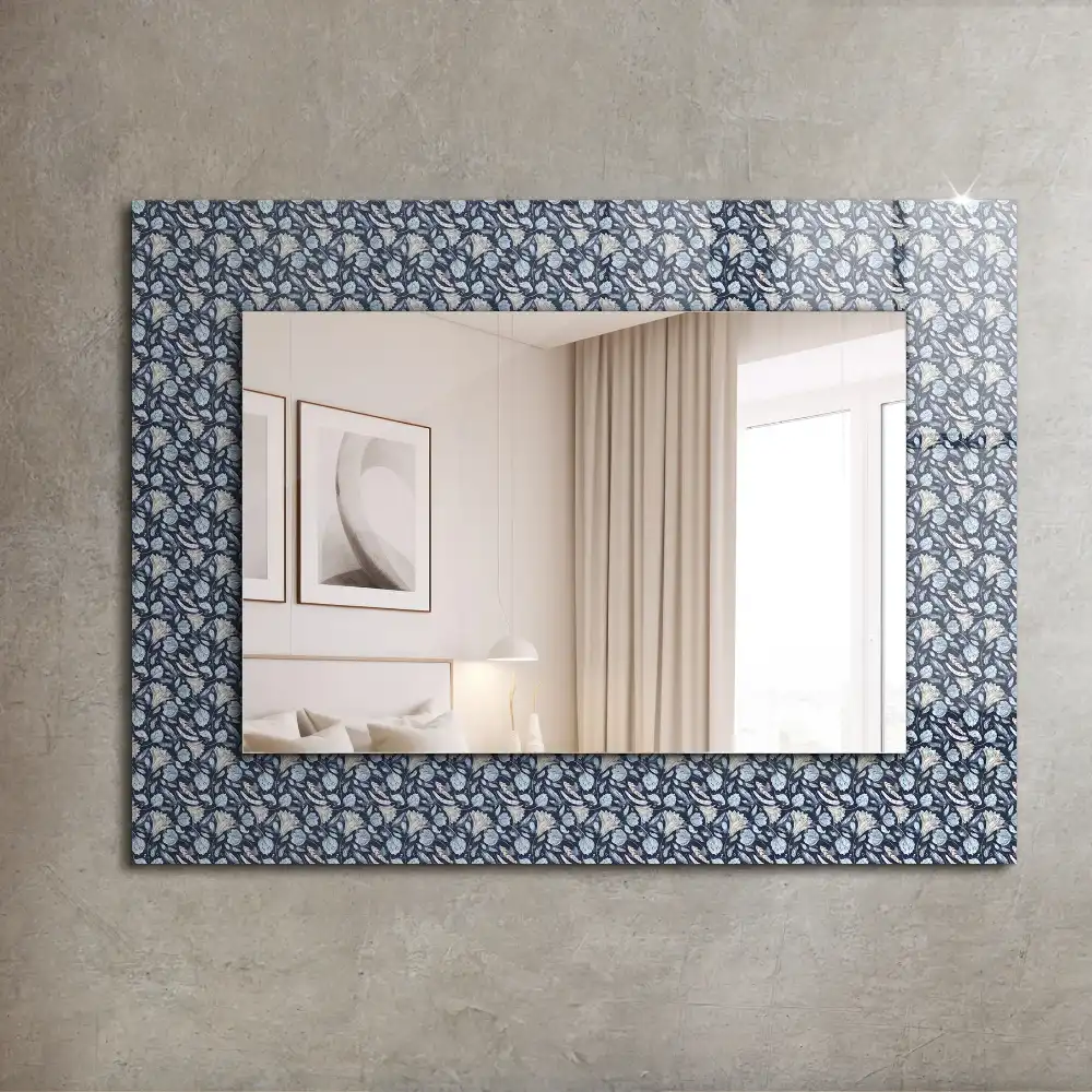 Rectangular mirror print Blue floral pattern