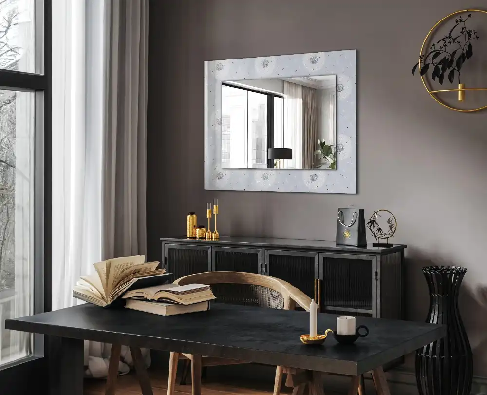 Rectangular wall mirror design Dandelions flowers