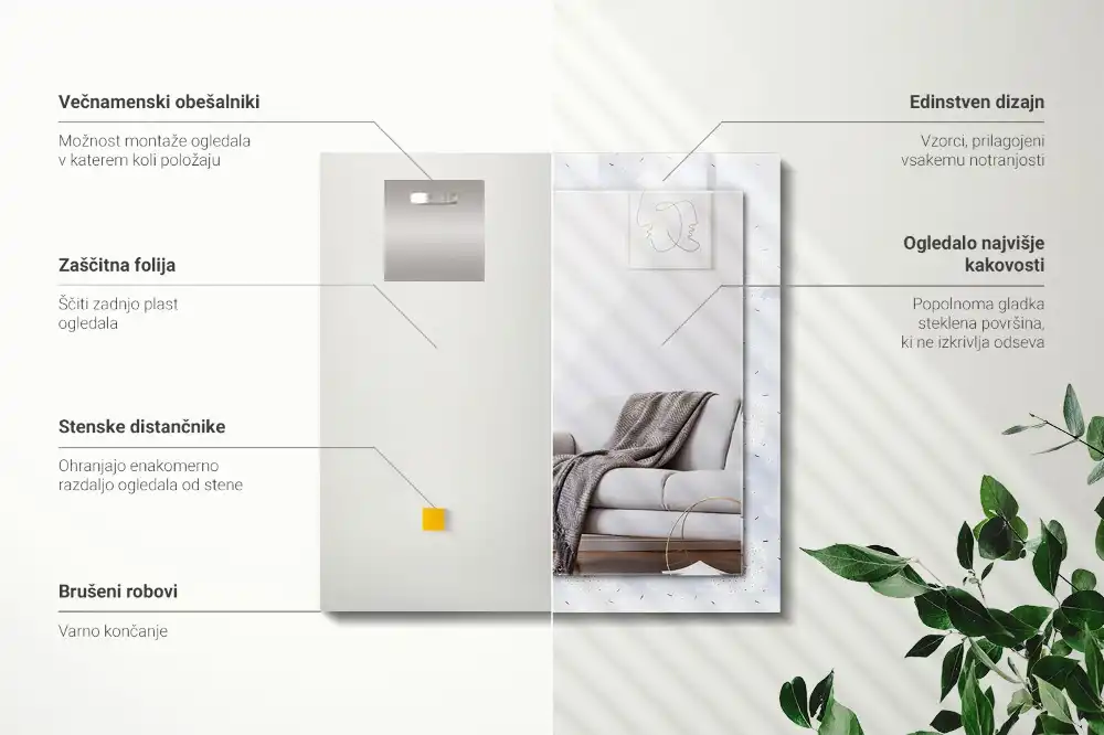 Rectangular wall mirror design Dandelions flowers