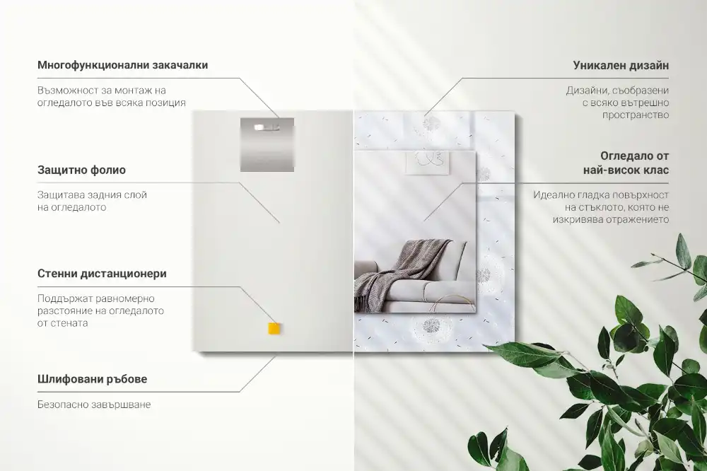 Rectangular wall mirror design Dandelions flowers