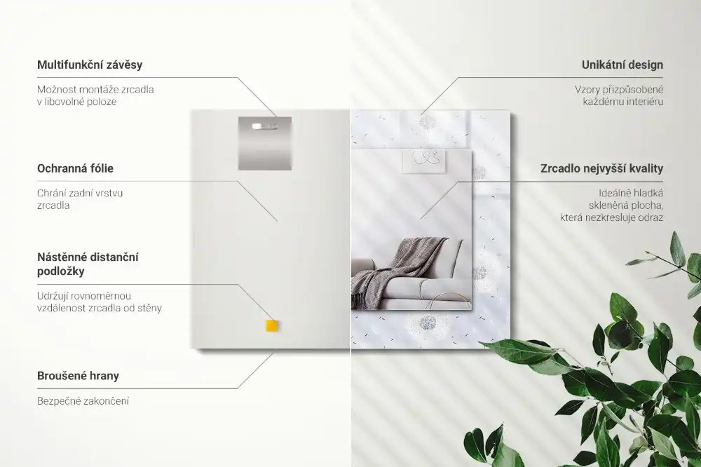 Rectangular wall mirror design Dandelions flowers